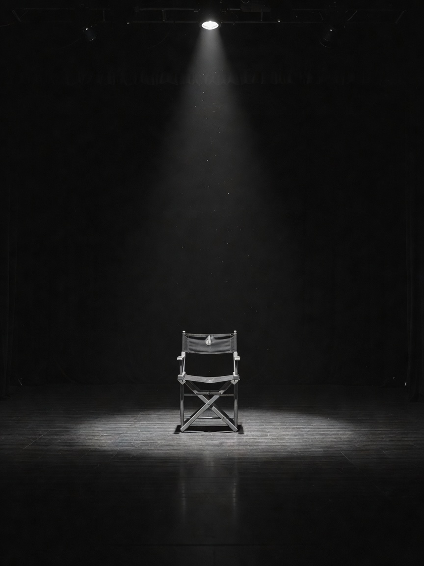 The director's chair on an empty stage